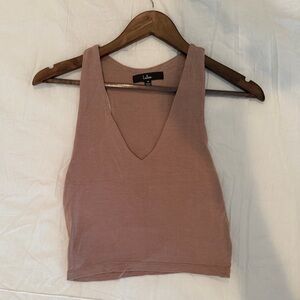 Lulu's Tan V-Neck Cropped Tank